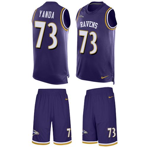 Nike Ravens #73 Marshal Yanda Purple Team Color Men's Stitched NFL Limited Tank Top Suit Jersey